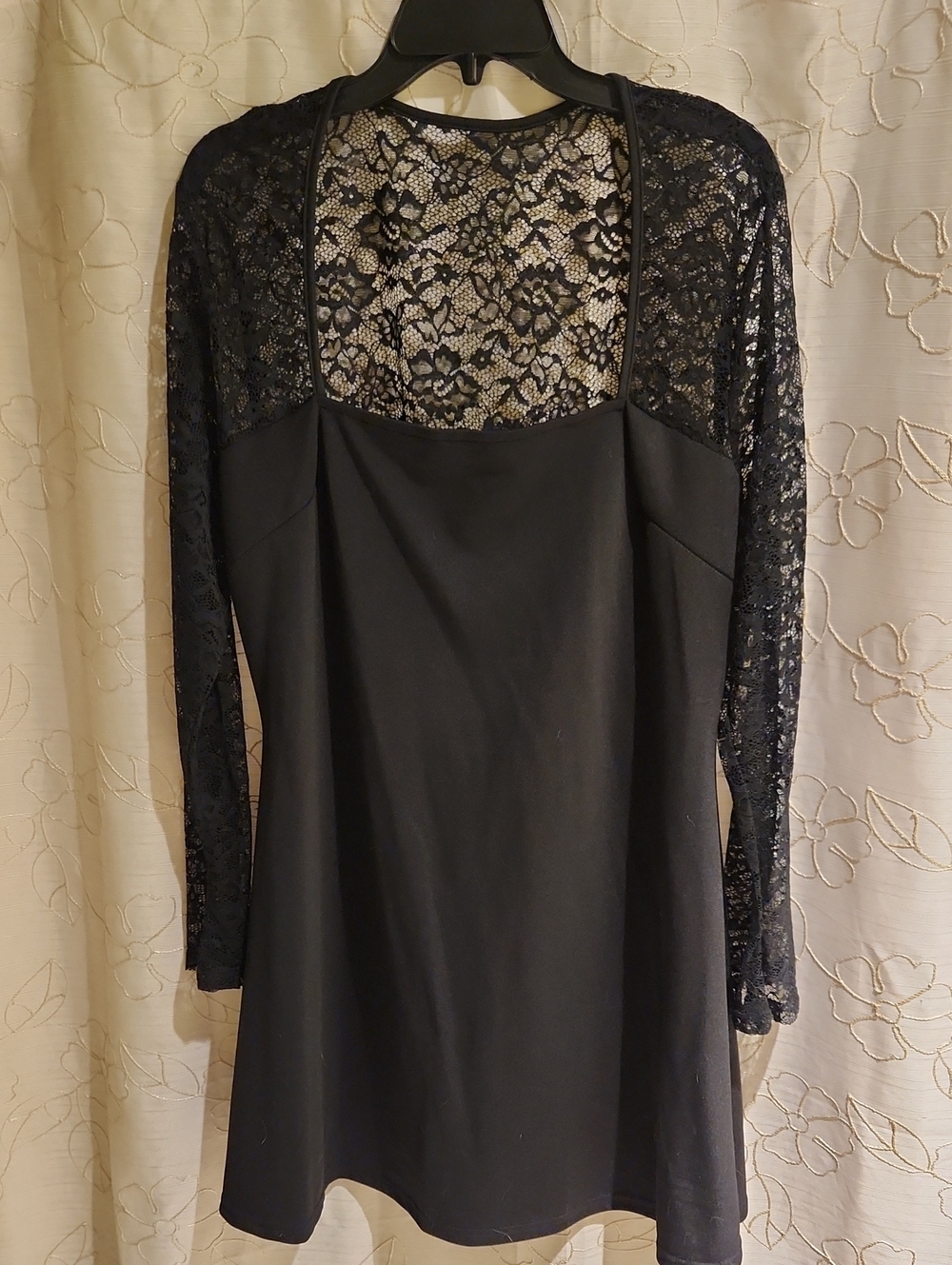 SHEIN Black Lace Long Sleeve Mini Dress